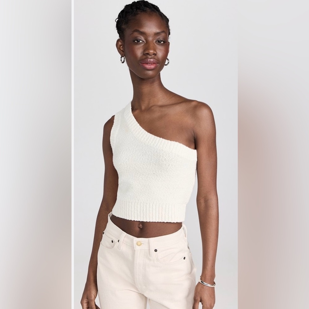 NWT Madewell Ivory Knit One Shoulder Cropped Sweater